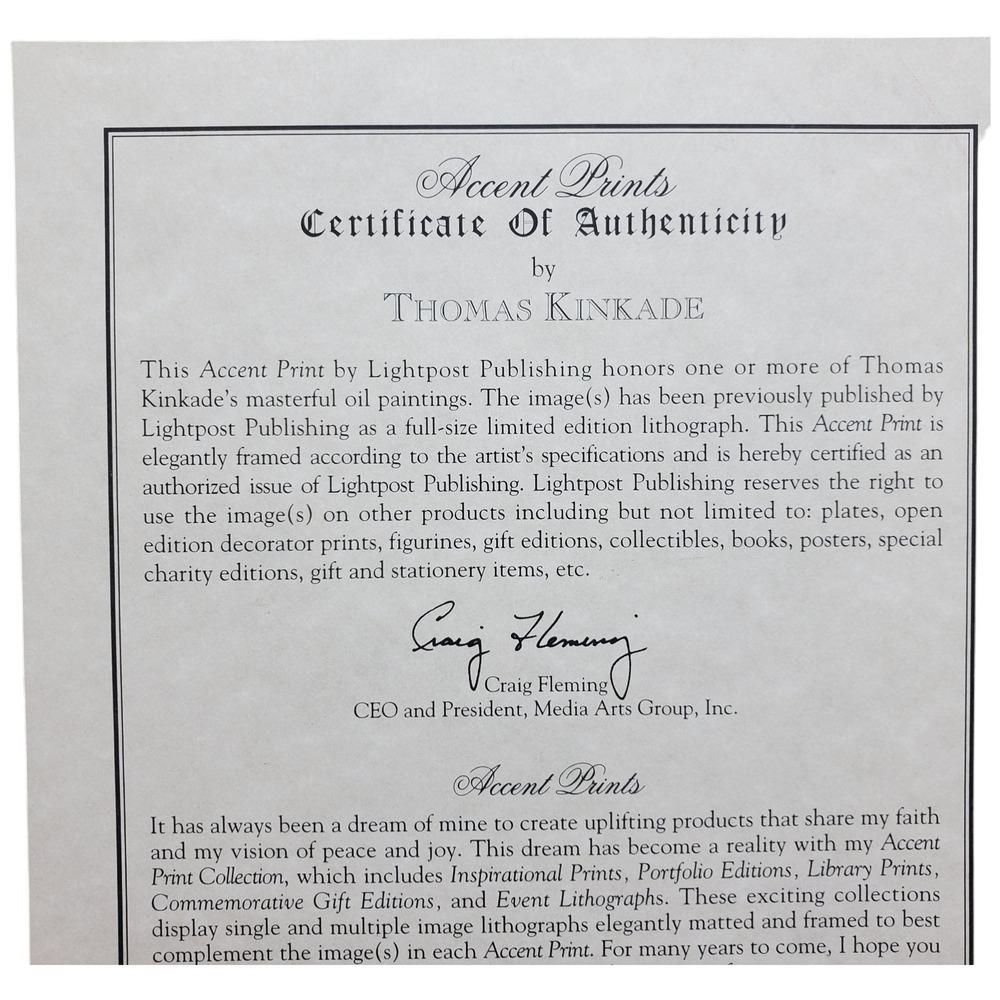 Thomas‎ Kinkade Accent Prints Framed Art Serene Cottage Psalm 23 Gold Frame - Picture 3 of 16